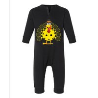 Funny Pickleball Thanksgiving Golf Ball Turkey Lover Infant Fleece One Piece