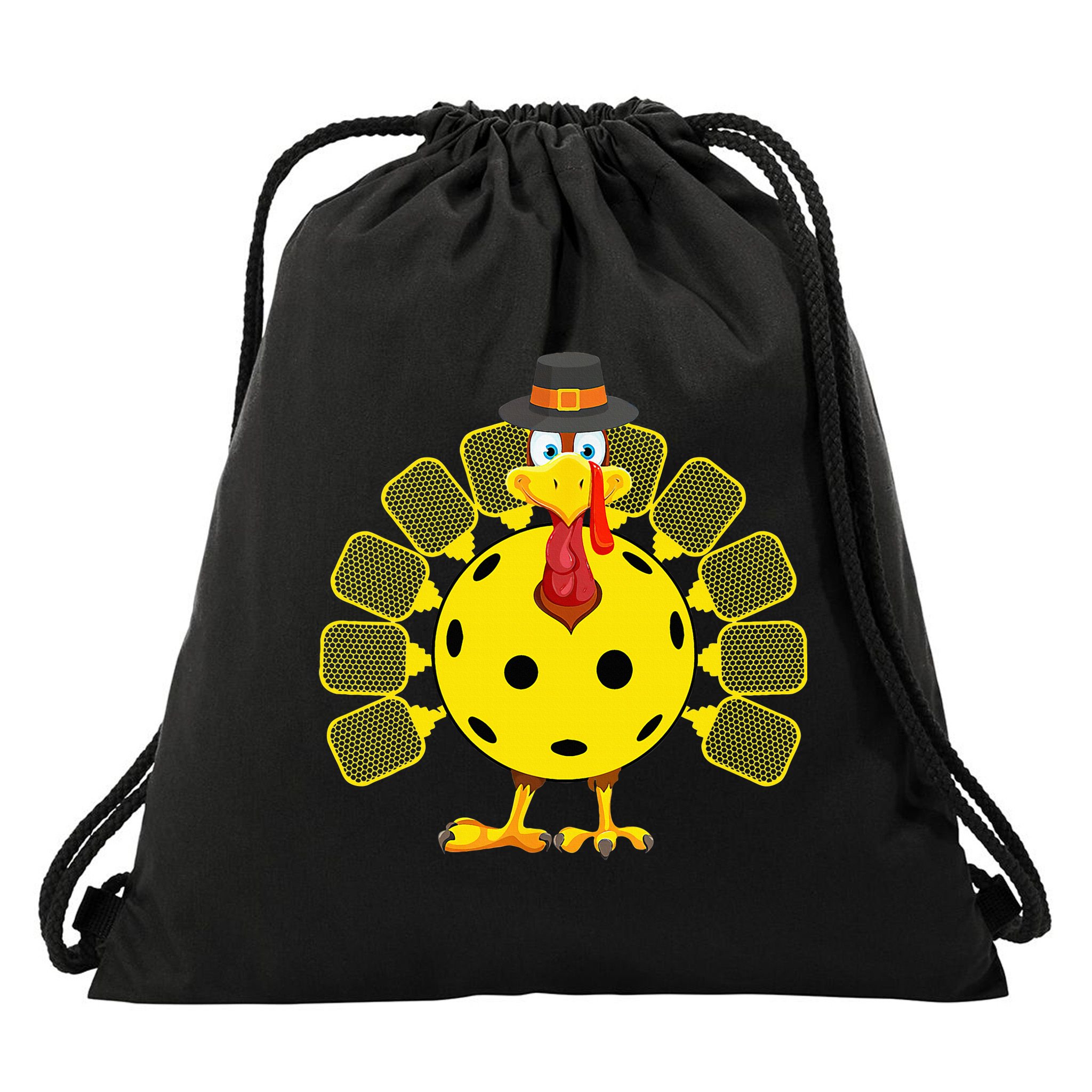 Funny Pickleball Thanksgiving Golf Ball Turkey Lover Drawstring Bag