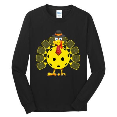 Funny Pickleball Thanksgiving Golf Ball Turkey Lover Tall Long Sleeve T-Shirt