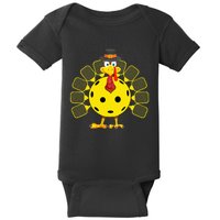 Funny Pickleball Thanksgiving Golf Ball Turkey Lover Baby Bodysuit