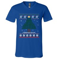 Funny Pi Tree Christmas Math Teacher Ugly Sweater Funny Gift V-Neck T-Shirt