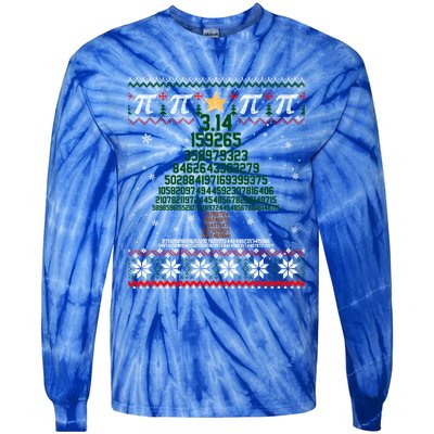 Funny Pi Tree Christmas Math Teacher Ugly Sweater Funny Gift Tie-Dye Long Sleeve Shirt