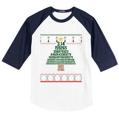 Funny Pi Tree Christmas Math Teacher Ugly Sweater Funny Gift Baseball Sleeve Shirt