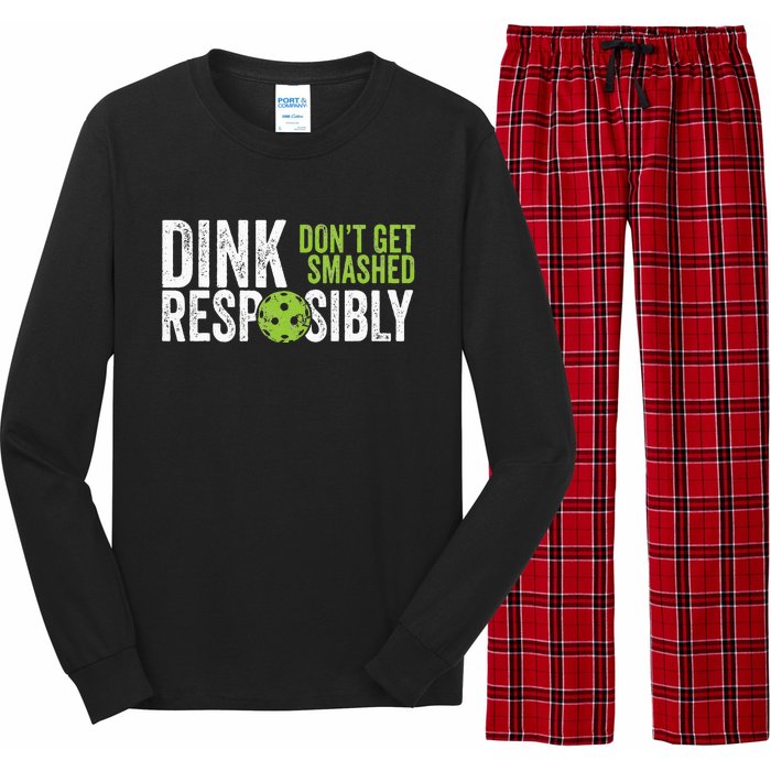 Funny Pickleball Team Clothing Dink Responsibly Long Sleeve Pajama Set