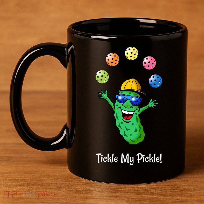 Fun Pickleball, Tickle My Pickle, Juggling Pickleballs 11oz C Handle Ceramic Mug