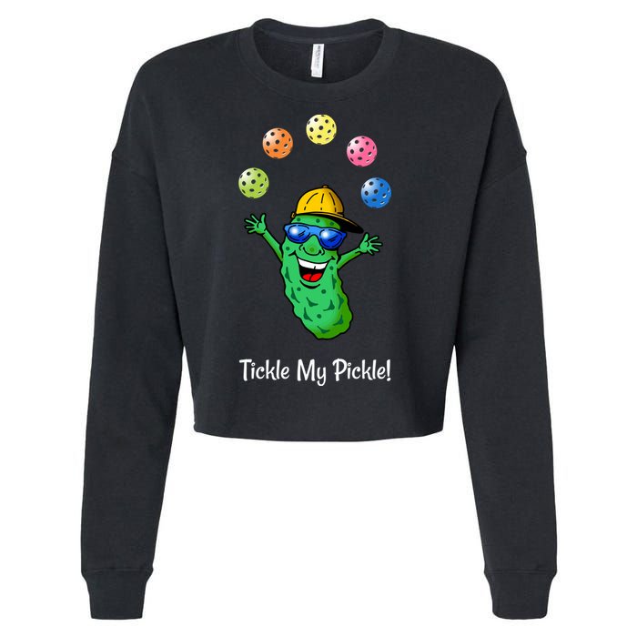 Fun Pickleball, Tickle My Pickle, Juggling Pickleballs Cropped Pullover Crew