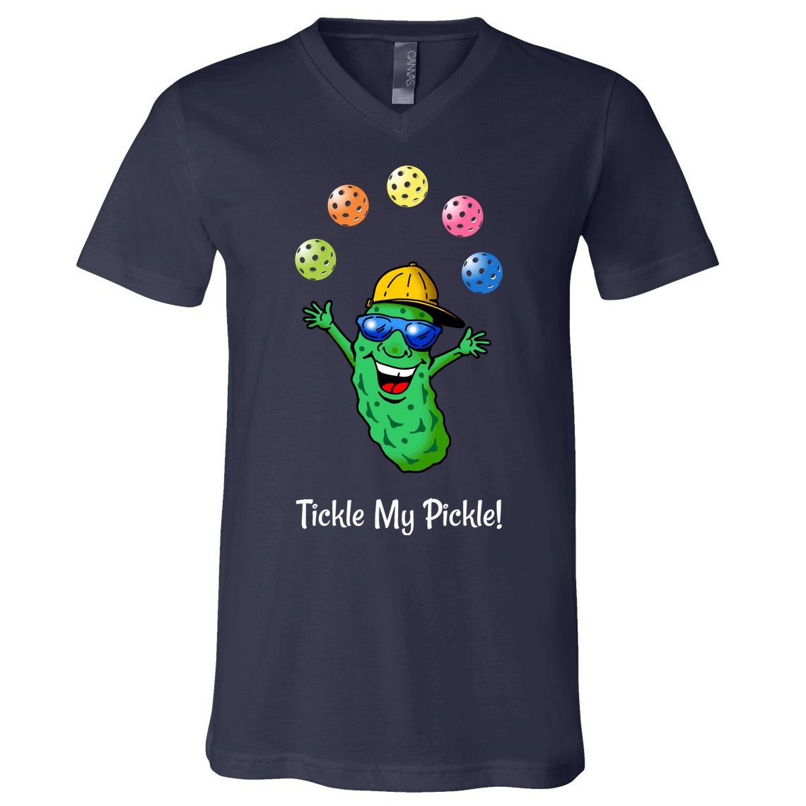 Fun Pickleball, Tickle My Pickle, Juggling Pickleballs V-Neck T-Shirt