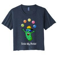 Fun Pickleball, Tickle My Pickle, Juggling Pickleballs Women's Crop Top Tee