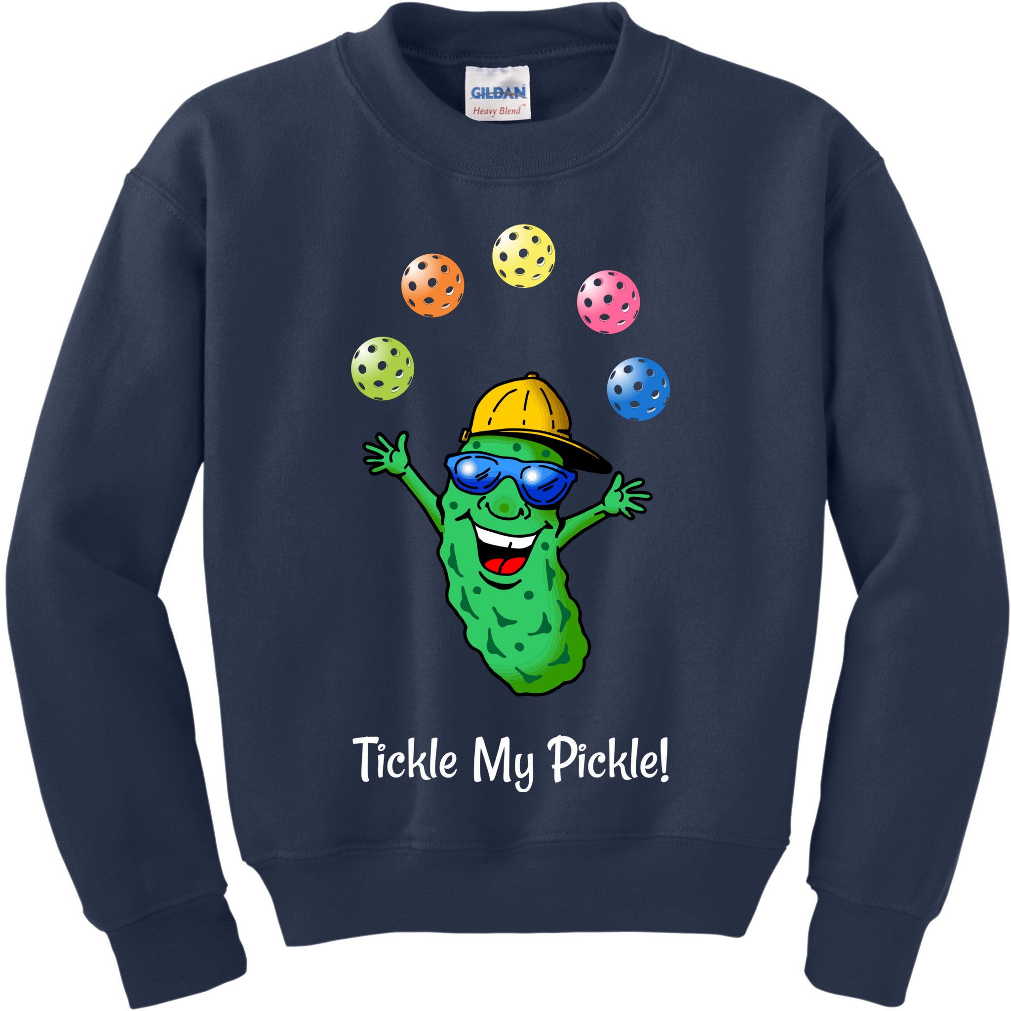 Fun Pickleball, Tickle My Pickle, Juggling Pickleballs Kids Sweatshirt