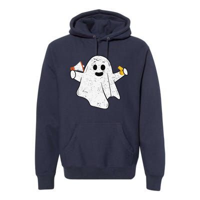 Funny PE Teacher Ghost Spooky Vibes Vintage Halloween Premium Hoodie