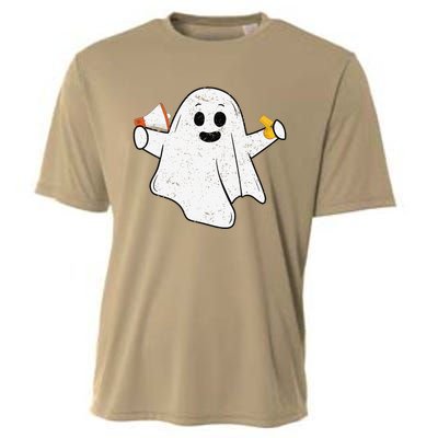 Funny PE Teacher Ghost Spooky Vibes Vintage Halloween Cooling Performance Crew T-Shirt