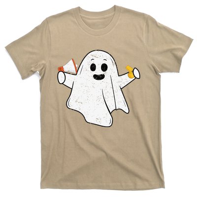 Funny PE Teacher Ghost Spooky Vibes Vintage Halloween T-Shirt