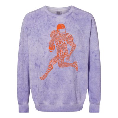 Football Player Typography Gift Colorblast Crewneck Sweatshirt