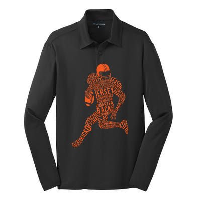 Football Player Typography Gift Silk Touch Performance Long Sleeve Polo