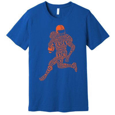 Football Player Typography Gift Premium T-Shirt