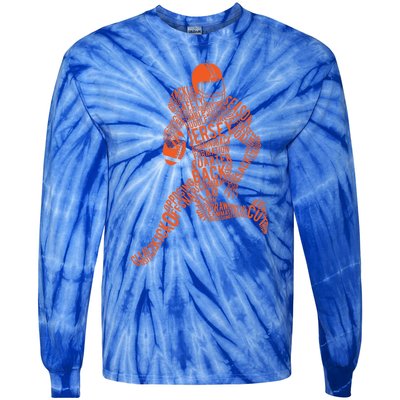 Football Player Typography Gift Tie-Dye Long Sleeve Shirt