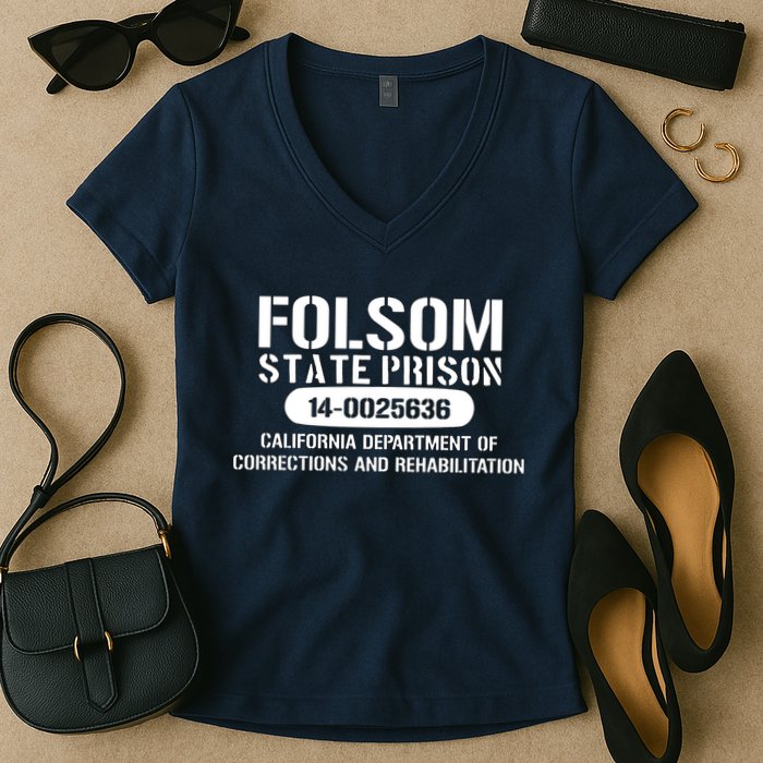Folsom Prison TShirt Funny Women's V-Neck T-Shirt