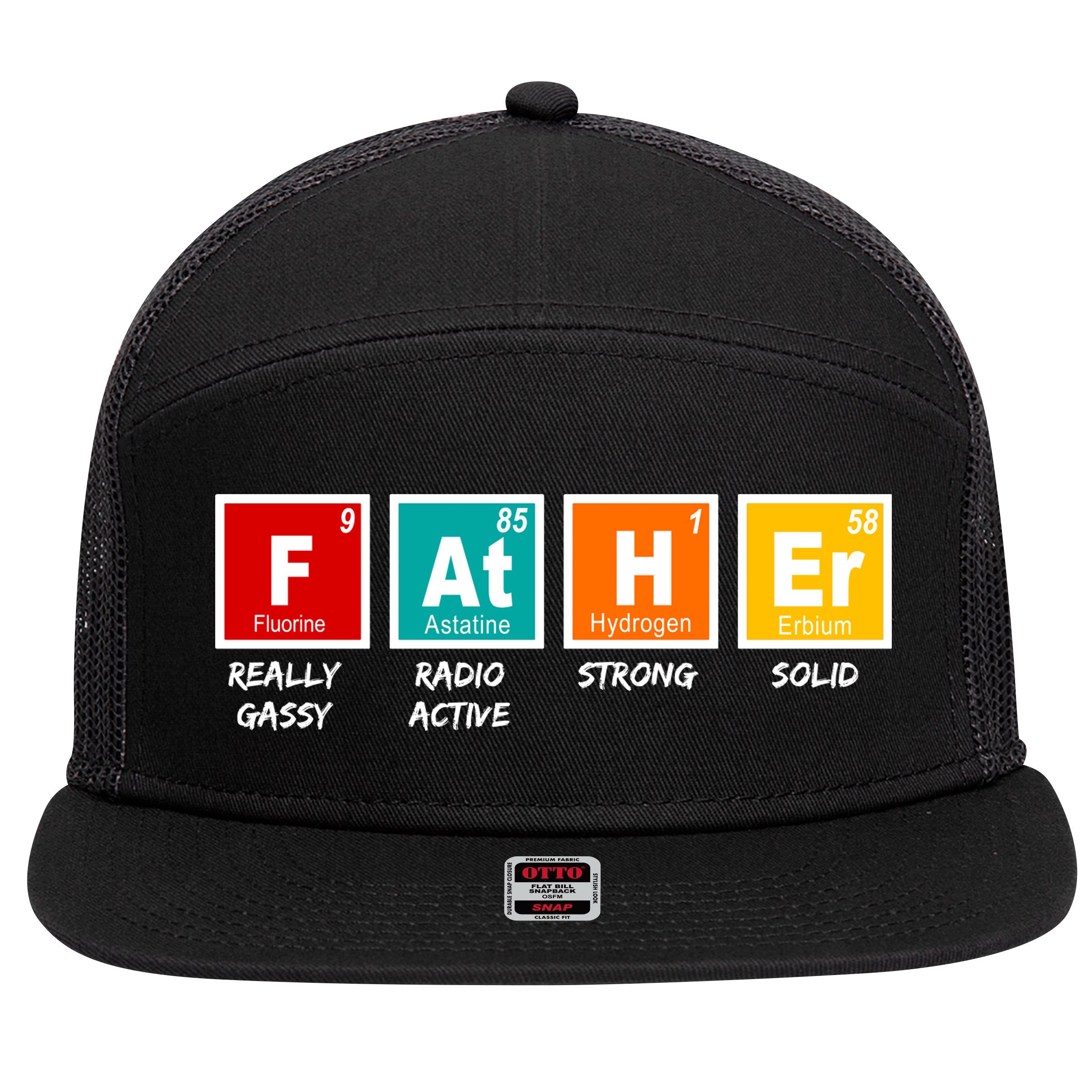 Father Periodic Table 7 Panel Mesh Trucker Snapback Hat
