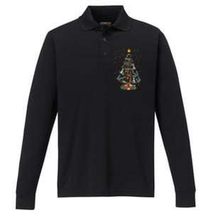 Funny Plumber Tools Xmas Tree Gift Ugly Plumber Christmas Gift Performance Long Sleeve Polo