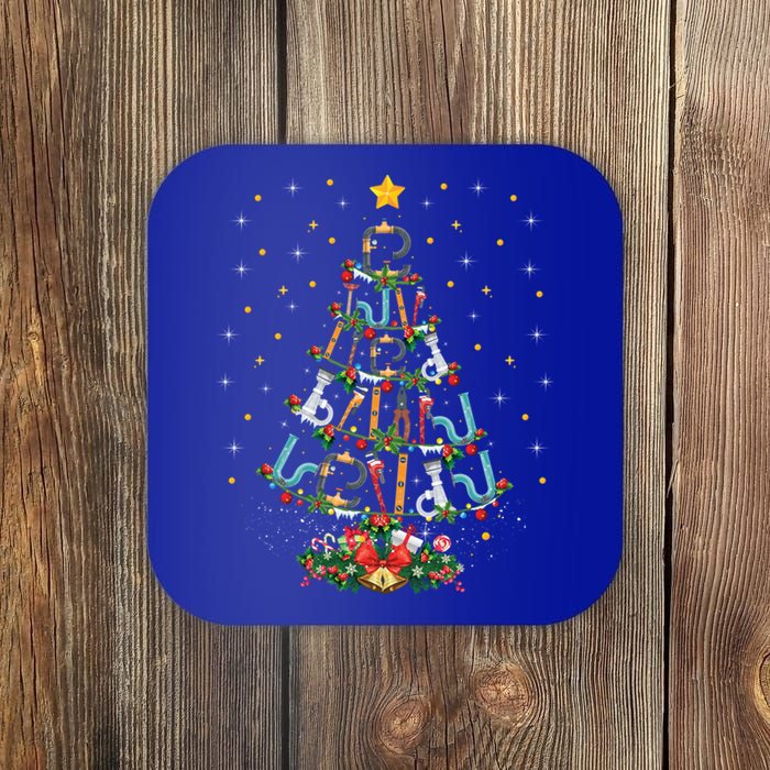 Funny Plumber Tools Xmas Tree Gift Ugly Plumber Christmas Gift Coaster