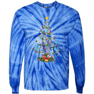 Funny Plumber Tools Xmas Tree Gift Ugly Plumber Christmas Gift Tie-Dye Long Sleeve Shirt