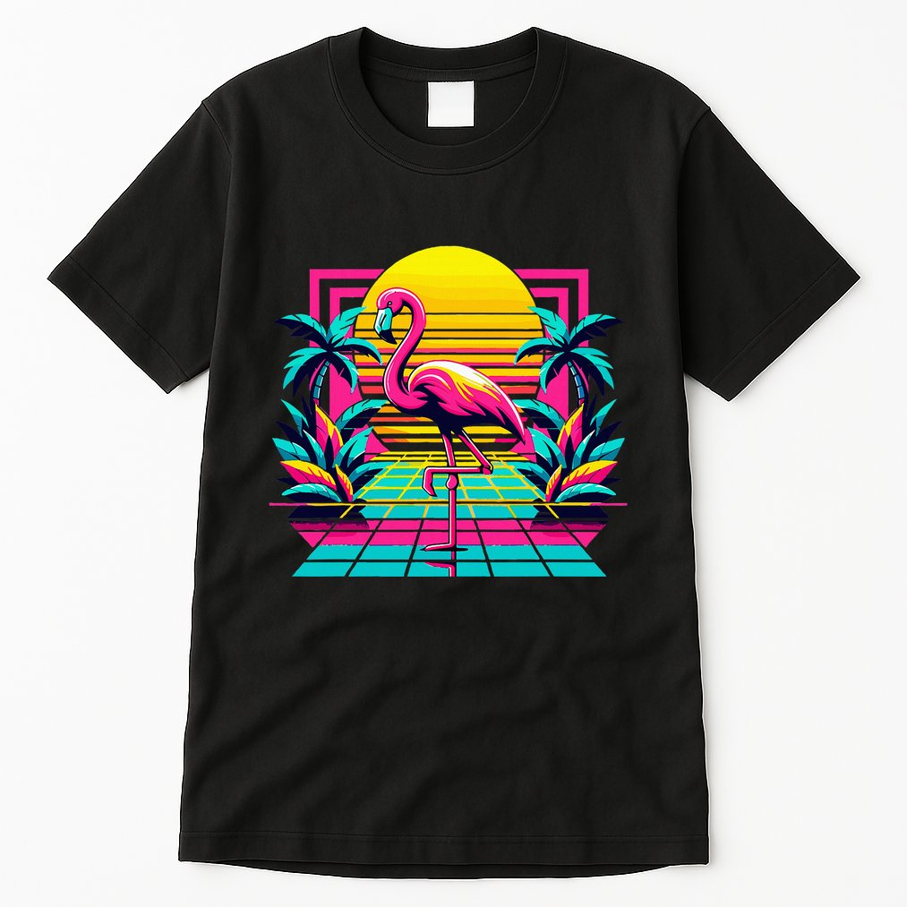 Flamingo Palm Trees Tropical Summer Tall T-Shirt