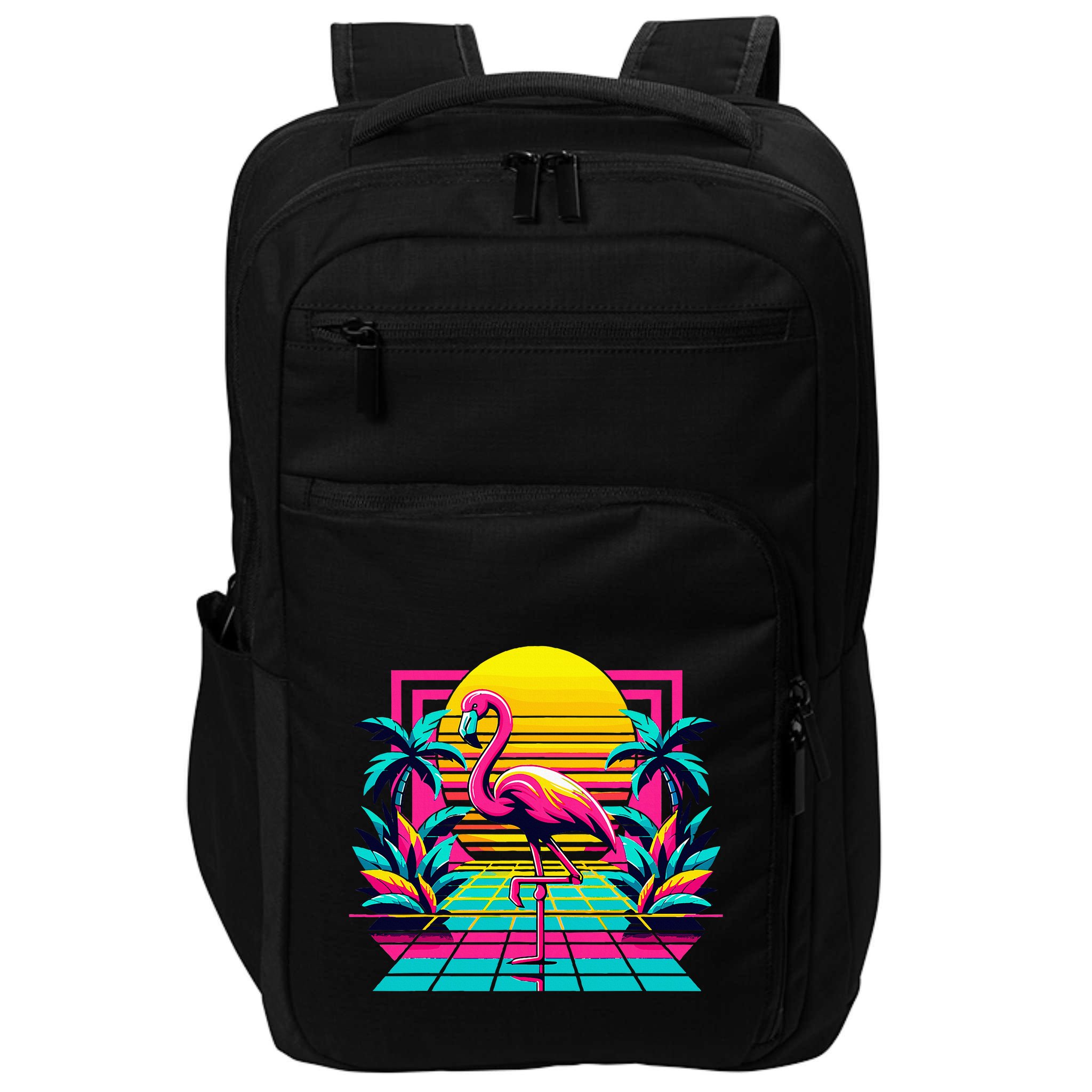 Flamingo Palm Trees Tropical Summer Impact Tech Backpack