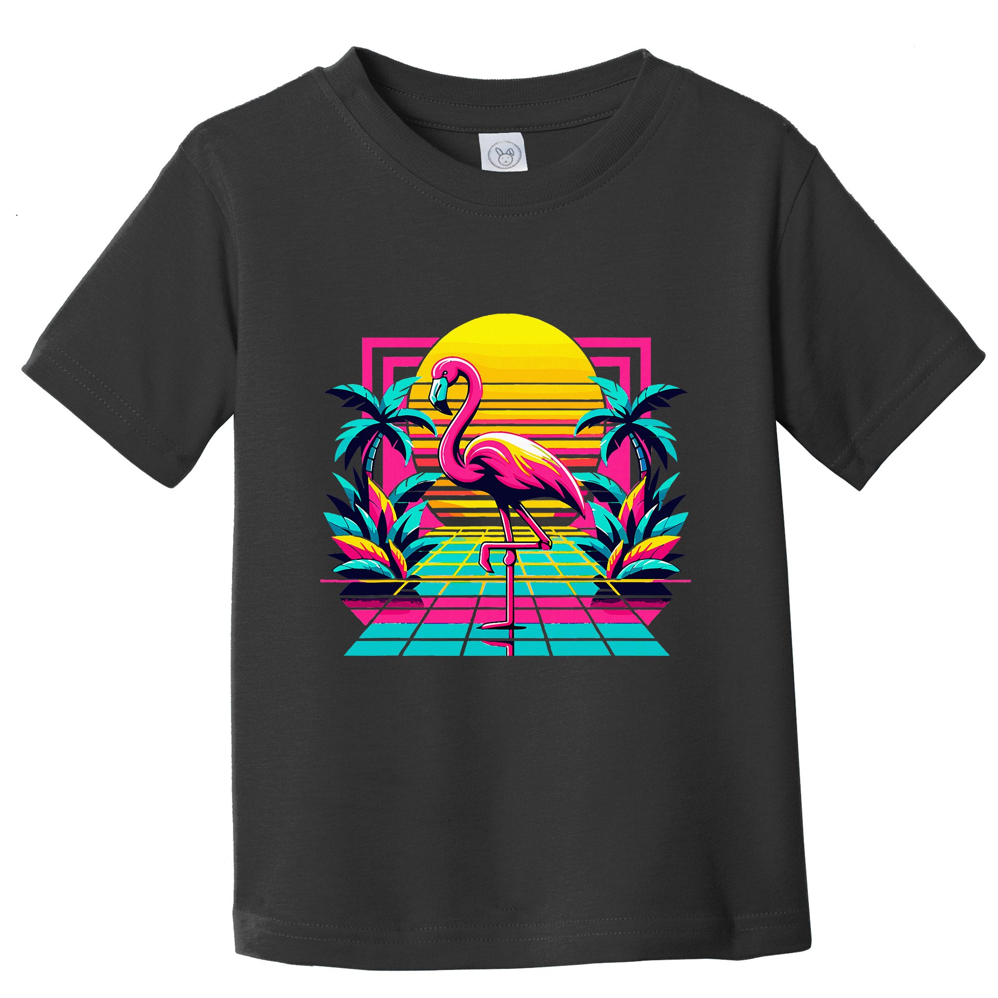 Flamingo Palm Trees Tropical Summer Toddler T-Shirt