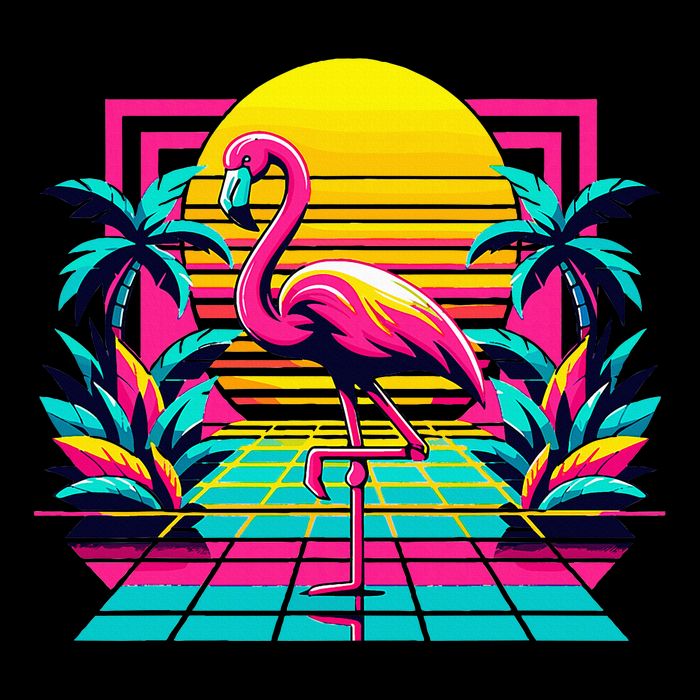 Flamingo Palm Trees Tropical Summer Toddler T-Shirt