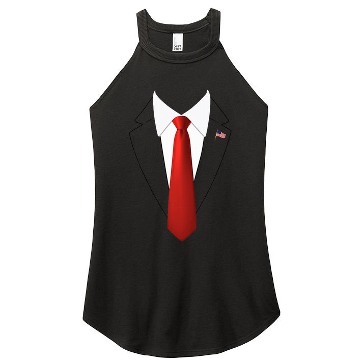 Funny President Trump Suit Lazy Halloween Costume Women's Perfect Tri Rocker Tank