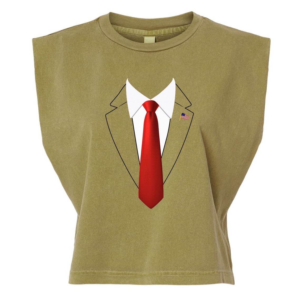 Funny President Trump Suit Lazy Halloween Costume Garment-Dyed Women's Muscle Tee