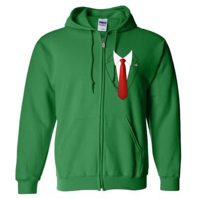 Funny President Trump Suit Lazy Halloween Costume Full Zip Hoodie