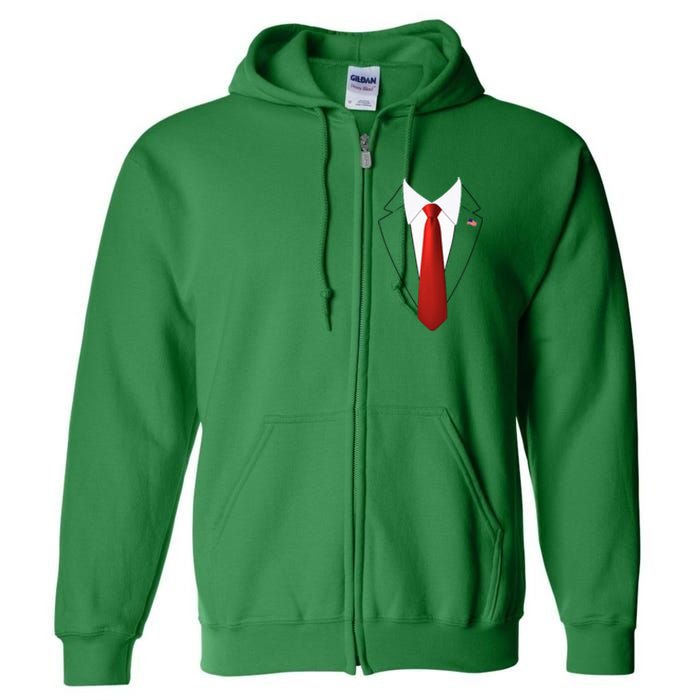 Funny President Trump Suit Lazy Halloween Costume Full Zip Hoodie