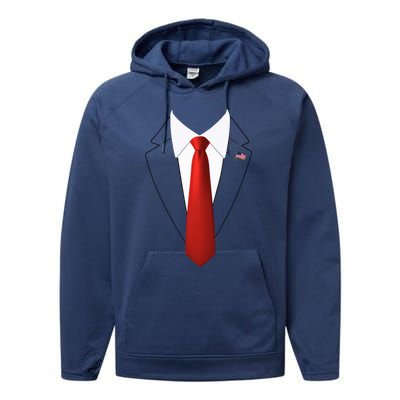 Funny President Trump Suit Lazy Halloween Costume Performance Fleece Hoodie