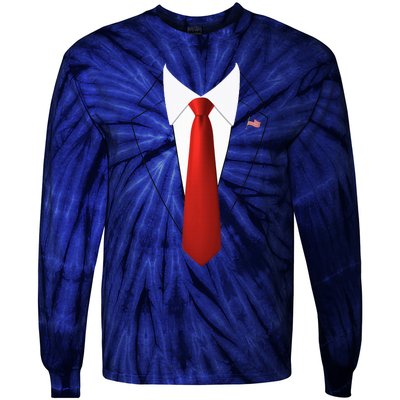 Funny President Trump Suit Lazy Halloween Costume Tie-Dye Long Sleeve Shirt