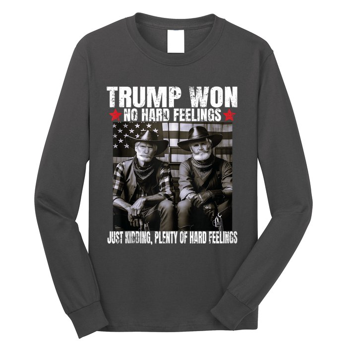 Funny Pro Trump President 47th Elected Win American Cowboy Long Sleeve Shirt