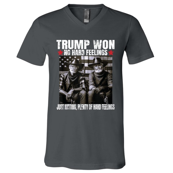 Funny Pro Trump President 47th Elected Win American Cowboy V-Neck T-Shirt