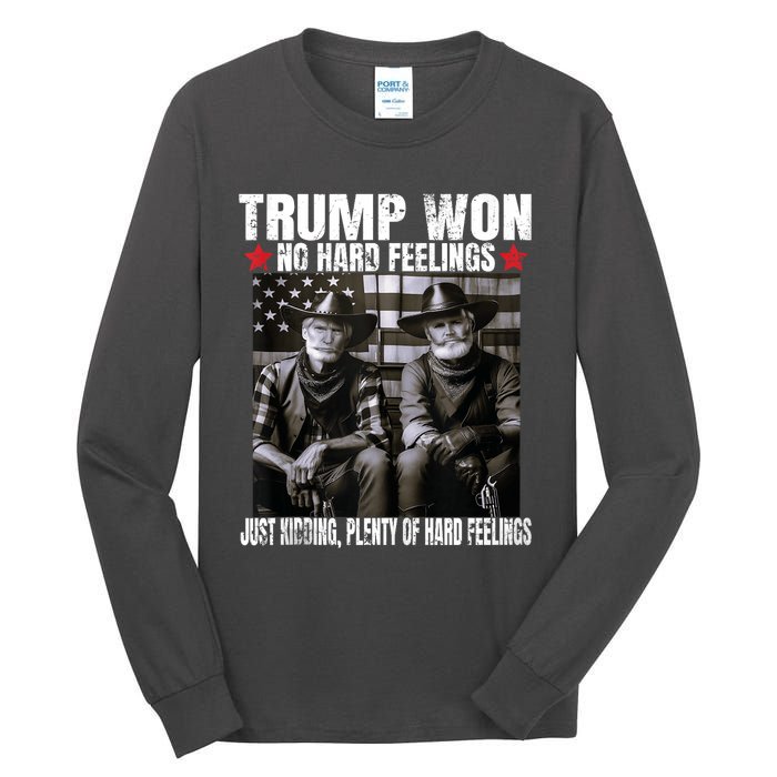 Funny Pro Trump President 47th Elected Win American Cowboy Tall Long Sleeve T-Shirt