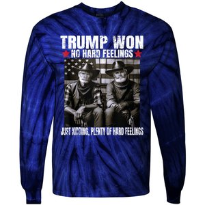 Funny Pro Trump President 47th Elected Win American Cowboy Tie-Dye Long Sleeve Shirt