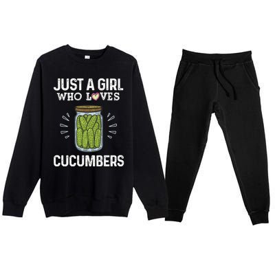 Fun Pickle Team Just A Who Loves Cucumbers Gift Premium Crewneck Sweatsuit Set