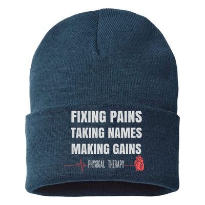 Funny Physical Therapy Shirts For PT Gifts Physical Therapist Sustainable Knit Beanie