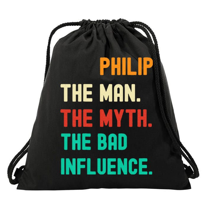 Funny Phillip The Man The Myth The Bad Influence Drawstring Bag