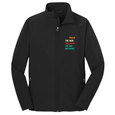 Funny Phillip The Man The Myth The Bad Influence Core Soft Shell Jacket