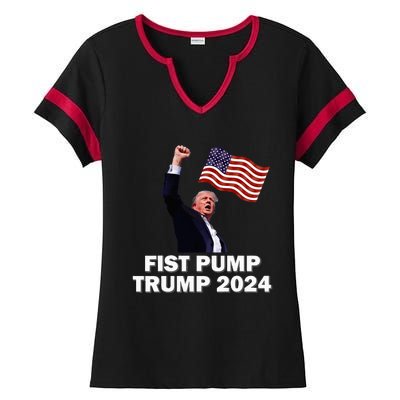 Fist Pump Trump 2024 Ladies Halftime Notch Neck Tee