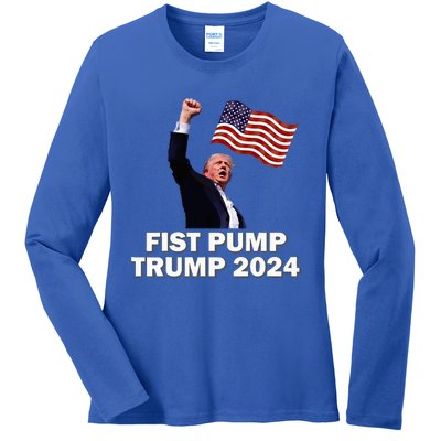 Fist Pump Trump 2024 Ladies Long Sleeve Shirt