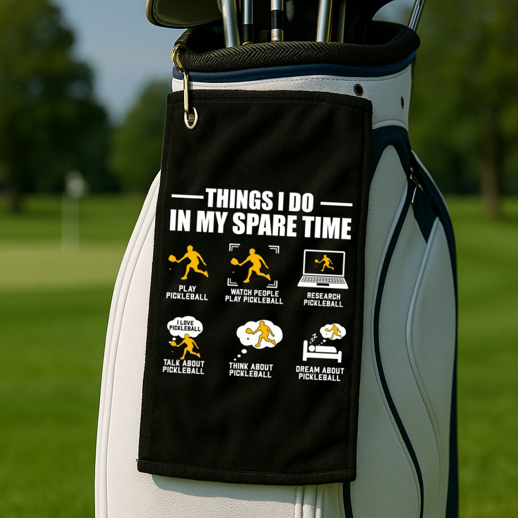 Funny Pickleball Things I Do In My Spare Pickleball Golf Towel
