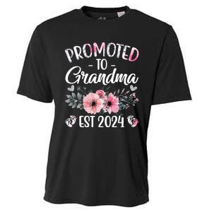 Floral Promoted To Grandma Est. 2024 Grandparents Baby Announcement Cooling Performance Crew T-Shirt