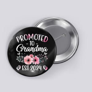 Floral Promoted To Grandma Est. 2024 Grandparents Baby Announcement Button