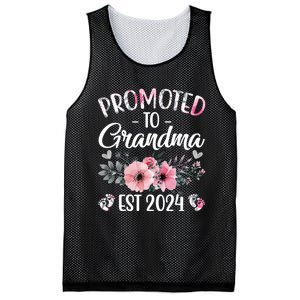 Floral Promoted To Grandma Est. 2024 Grandparents Baby Announcement Mesh Reversible Basketball Jersey Tank