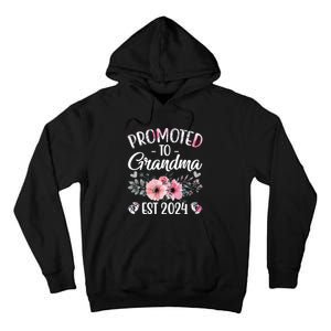 Floral Promoted To Grandma Est. 2024 Grandparents Baby Announcement Tall Hoodie